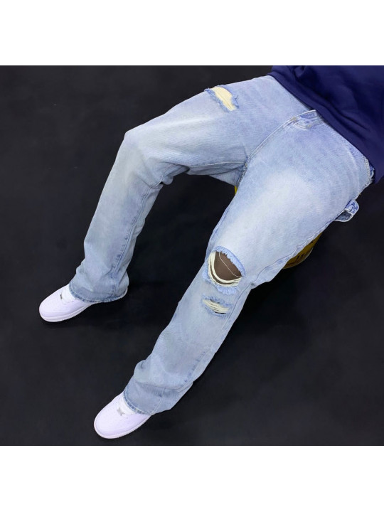 High quality Straight Ripped Jeans  Blue